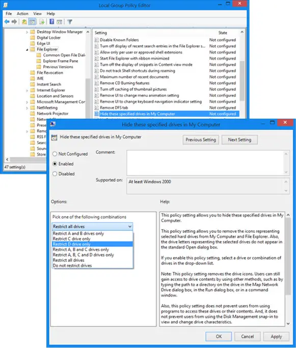 Hide a drive in Windows 8