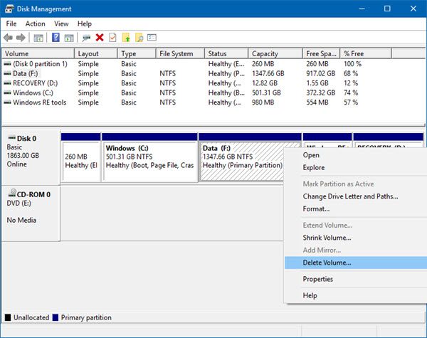 delete a Volume or Drive Partition