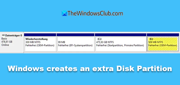 Windows creates an extra Disk Partition