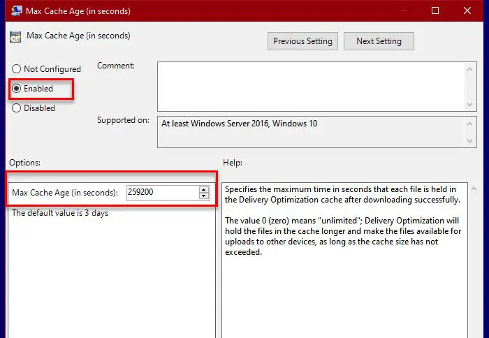 Change Delivery Optimization Max Cache Age for Updates in Windows 10