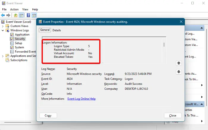 Windows Event ID 4624
