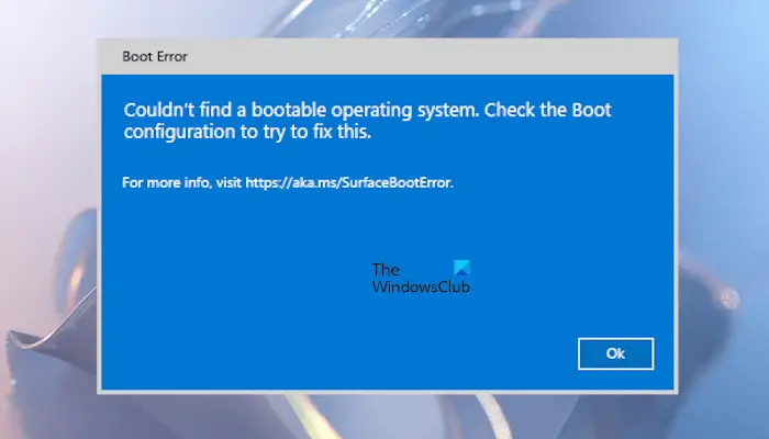 Couldn't find a bootable operating system