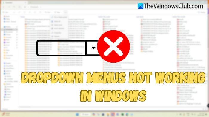 Dropdown menus not working in Windows