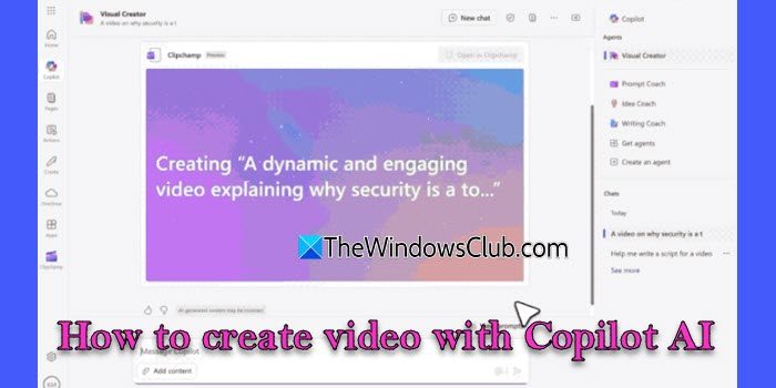 How to create video with Copilot AI
