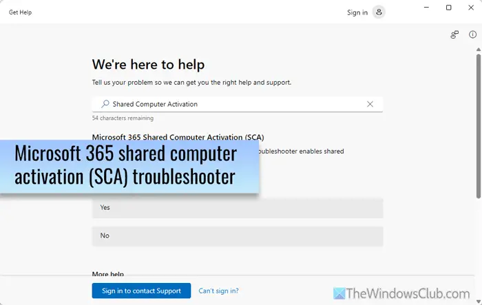 Microsoft 365 Shared Computer Activation (SCA) troubleshooter